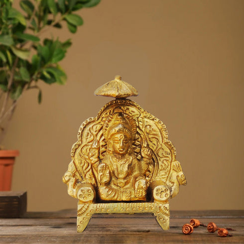 Brass Laxmi Ji With Chati Goddess Idol Statue 0.18Kg