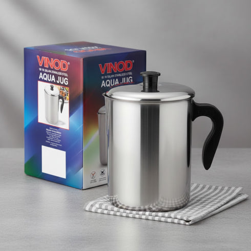 Vinod Stainless Steel Aqua Jug Covered 2200 ml with Highest Grade Stainless Steel Mirror Finish Strong and Durable Build Rust Free