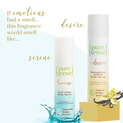 PureSense Serene Cool Vibes Body Spray & Desire Madagascar Vanilla Body Spray Combo
