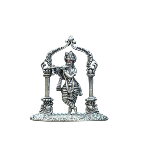 Pure Silver Antique Krishna Idol With Frame 15.90G By Mahita Collections