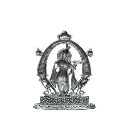 Pure Silver Antique Krishna Idol With Frame 30.93G By Mahita Collections