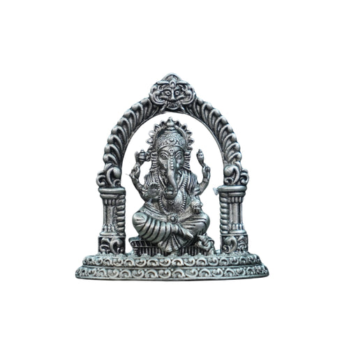 Pure Silver Antique Ganesh Idol With Frame 58.51G By Mahita Collections