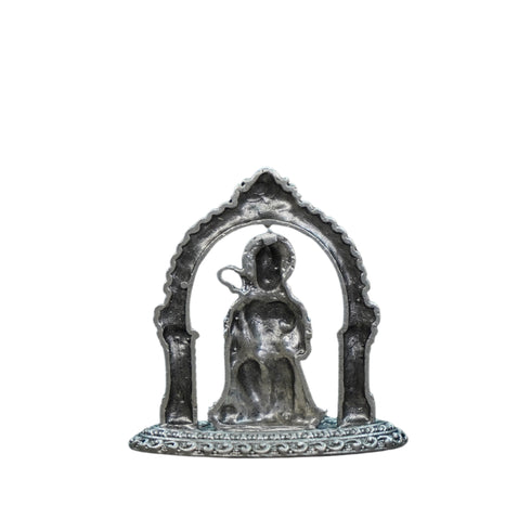Pure Silver Antique Hanuman Idol Sitting With Frame 11.46G By Mahita Collections