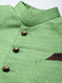 Vastramay Men's Green And Coffee Silk Blend Sherwani Set
