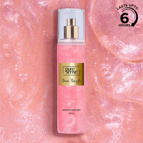 PureSense Diva Dazzle Gold Shimmer Body Mist for Women, Jasmin & Cocoa