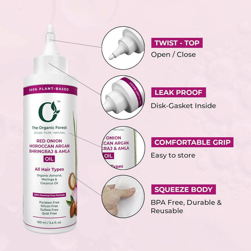 The Organic Forest Red Onion| Moroccan Argan| Bhringraj & Amla Hair Oil