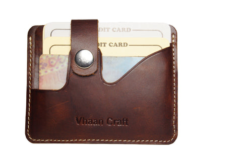 Vhaan Ethnic Craft Vhaan's Heritage Oil Pulled Up Leather Card Holder Dark Brown Shade