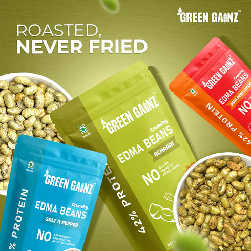Green Gainz Edamame Assorted Flavours (Pack of 6)