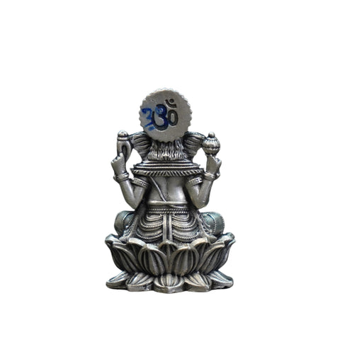 Pure Silver Antique Lotus Ganesh Sitting 39.50G By Mahita Collections