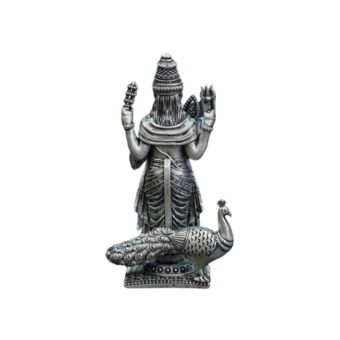 Pure Silver Antique Murugan With Peacock 100.01G By Mahita Collections