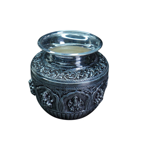 Pure Silver Antique Ashta Laxmi Lota 443.58g By Mahita Collections