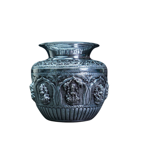 Pure Silver Antique Ashta Laxmi Lota 443.58g By Mahita Collections