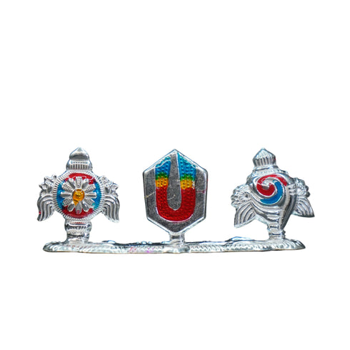 Pure Silver Antique Shanku Chakram Namam With Colours R,Y,B 12.45G By Mahita Collections