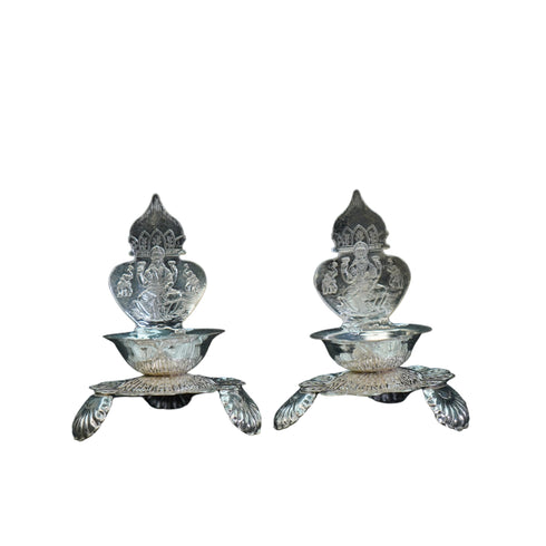 Pure Silver Antique Spl Kamakshi Lamp With Stand 30G By Mahita Collections