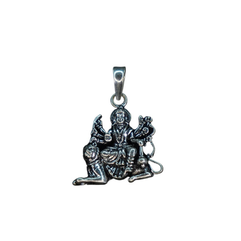 Pure Silver Antique Durga Devi Sitting On Lion Locket 3.76G By Mahita Collections