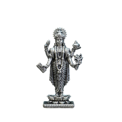 Pure Silver Antique Dhanvanthri Idol Standing 39.33G By Mahita Collections