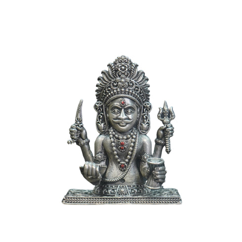 Pure Silver Antique Nakoda Bhairav Idol 116.73G By Mahita Collections