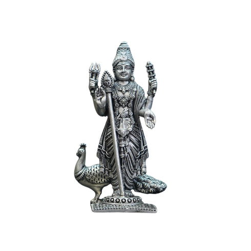 Pure Silver Antique Murugan With Peacock 100.01G By Mahita Collections