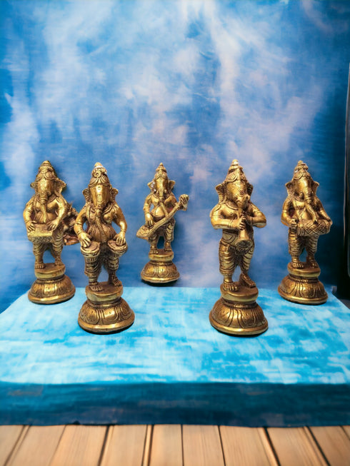 Tamas Brass Handcrafted Musical Ganesha Orchestra with Antique Finish