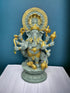 Tamas Brass Handcrafted Lord Dancing Ganesha Decor for Home Temple Statue / Idol with Antique Finish , Grey & Golden)