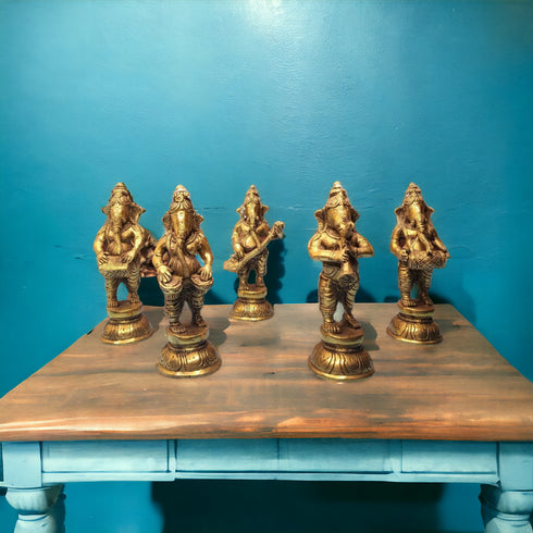 Tamas Brass Handcrafted Musical Ganesha Orchestra with Antique Finish