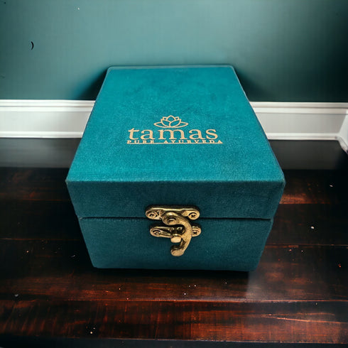 Tamas Brass Leaf Diya with Stand Ethnic Design Handmade | Free Luxury Gift box