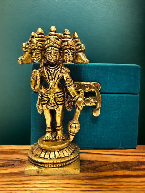 Tamas Brass Panchmukhi Hanuman Standing Statue/Idol | Free Luxury Gift box