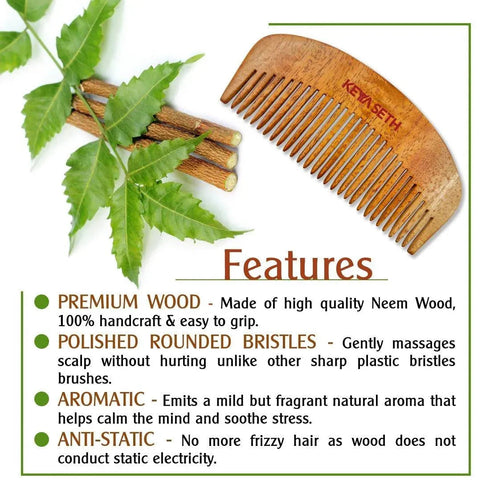 Keya Seth Aromatherapy 3-in-1 Neem Wooden Comb Small Size
