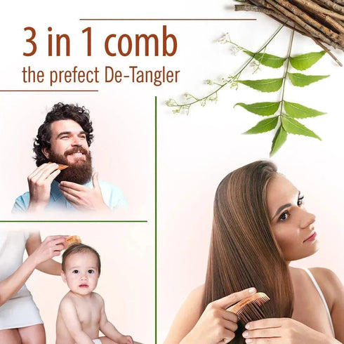 Keya Seth Aromatherapy 3-in-1 Neem Wooden Comb Small Size