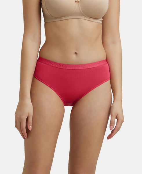 Jockey High Coverage Cotton Hipsters with Ultra soft Exposed Waistband | Assorted | Pack of 3