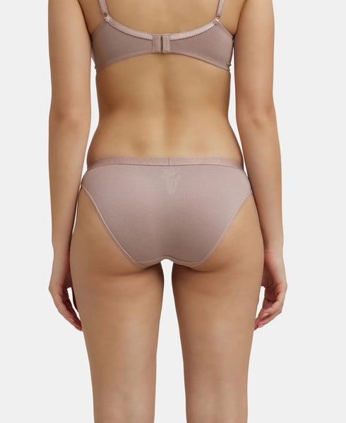 Jockey Medium Coverage Cotton Bikini With Exposed Waistband | Assorted | Pack of 3