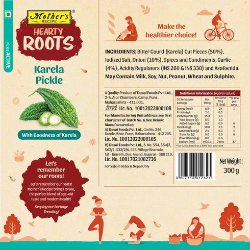 Mothers Recipe Hearty Roots Karela Pickle