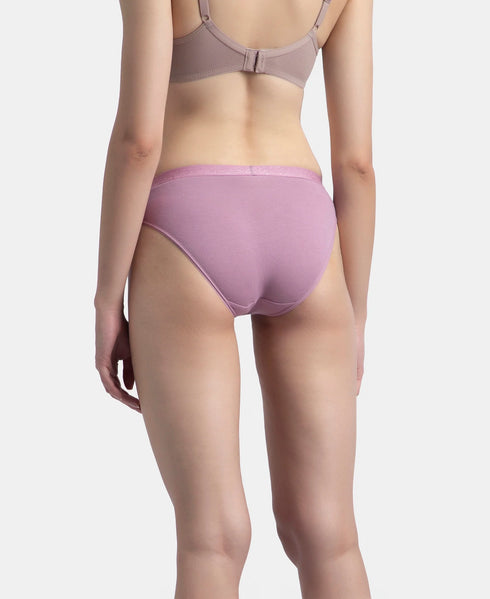 Jockey Medium Coverage Cotton Mid Waist Bikini With Exposed Waistband | Black, Classic Navy & Valerian | Pack of 3