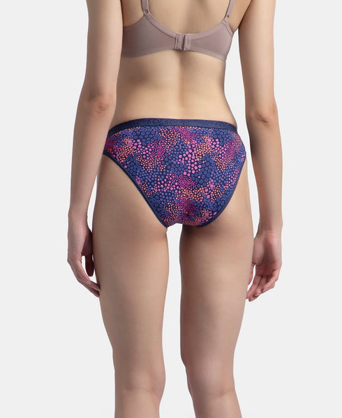 Jockey Medium Coverage Cotton Mid Waist Bikini With Exposed Waistband | Black, Classic Navy & Valerian | Pack of 3