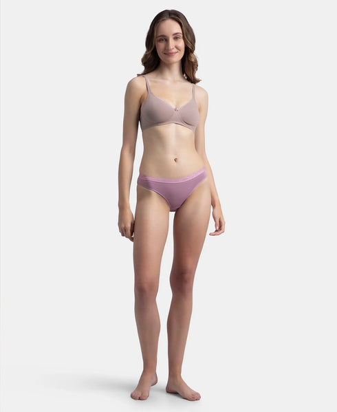 Jockey Medium Coverage Cotton Mid Waist Bikini With Exposed Waistband | Black, Classic Navy & Valerian | Pack of 3