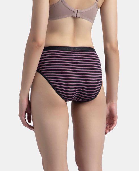 Jockey High Coverage Cotton Mid Waist Hipster With Exposed Waistband | Black, Classic Navy & Valerian | Pack of 3