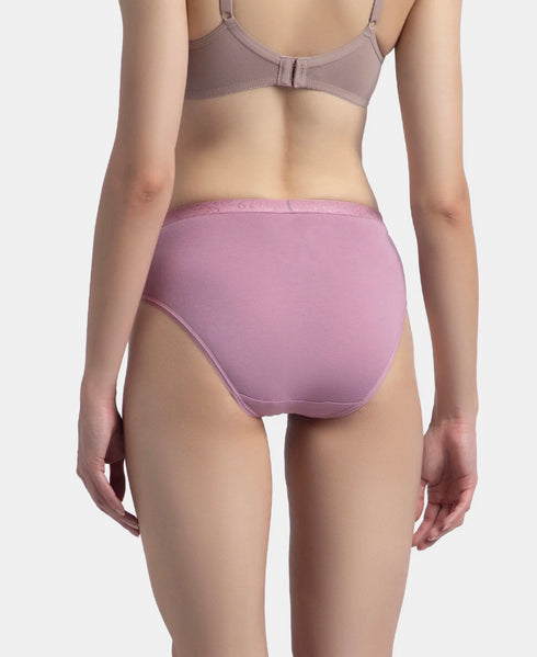 Jockey High Coverage Cotton Mid Waist Hipster With Exposed Waistband | Black, Classic Navy & Valerian | Pack of 3