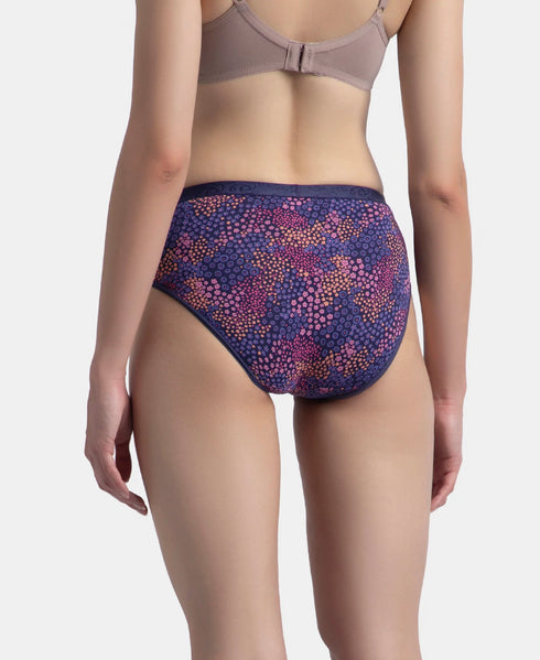 Jockey High Coverage Cotton Mid Waist Hipster With Exposed Waistband | Black, Classic Navy & Valerian | Pack of 3