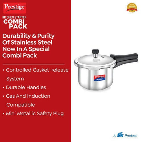 Prestige Popular Gas And Induction Compatible Pressure Cooker 3 L Platina