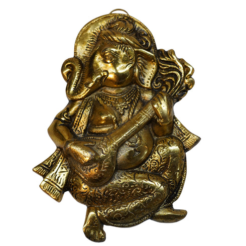 Golden Metal Ganesha Wall Hanging 233g Set 1