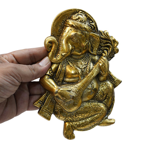 Golden Metal Ganesha Wall Hanging 233g Set 1