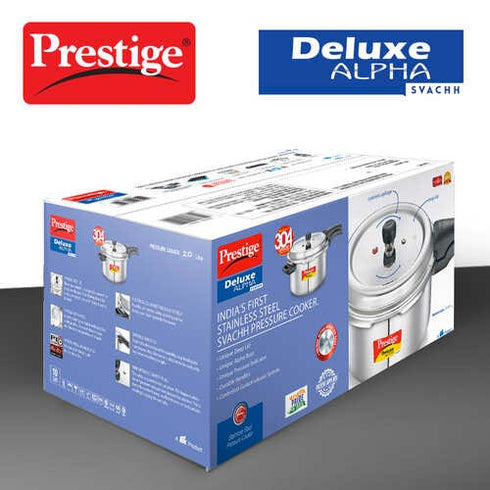 Prestige Deluxe Alpha Svachh Stainless Steel Spillage Control Pressure Cooker Silver 1.5 L