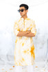 Kzari Yellow Mirror Work Checks Tie & Dye Kurta