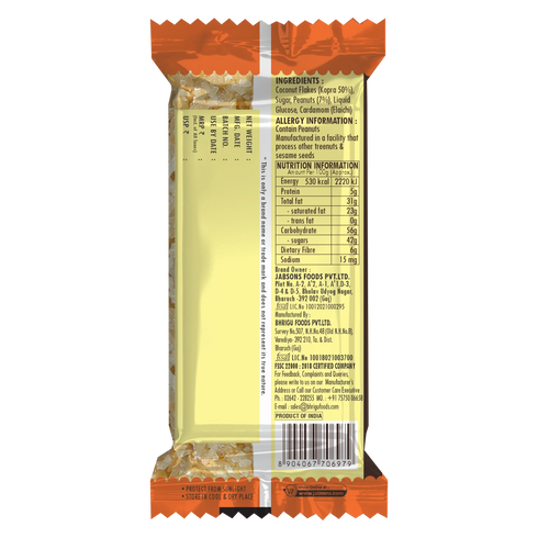 Jabsons Foods Coconut Crunch Chikki | Pack of 20