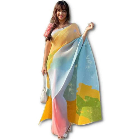 Vasthrlay Georgette Unstitched Saree