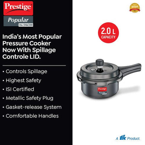 Prestige Popular Svachh Hard Anodised Pressure Cooker 3 L