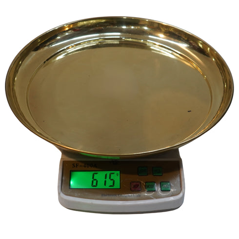 Round Brass Handmade Thali 615g Set 1