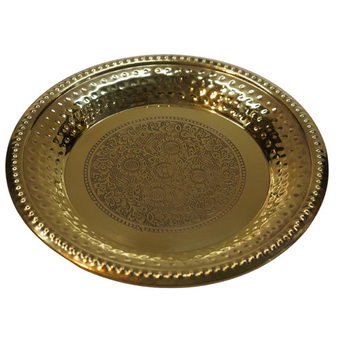 India Brass Hammered Thali 153g Set 1