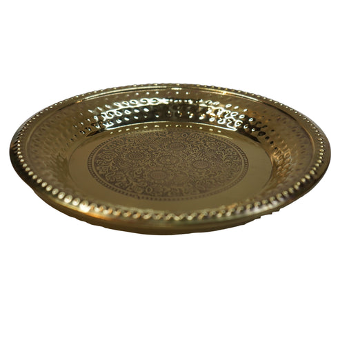 India Brass Hammered Thali 153g Set 1