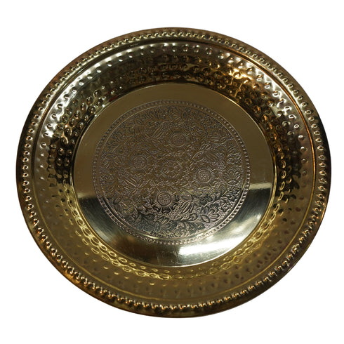 India Brass Hammered Thali 153g Set 1